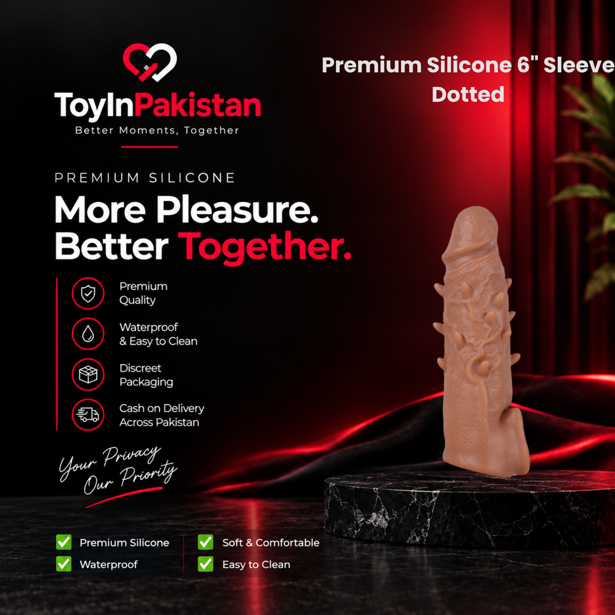 Buy Re useable Dotted Sleeve Condoms (6.5 inch) - Sex Toys in Pakistan